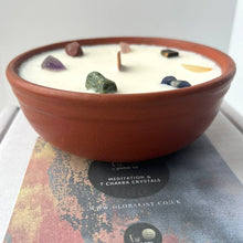 Load image into Gallery viewer, Clay Pot Candle, 12x4cm, Meditation with 7 Chakra Crystals