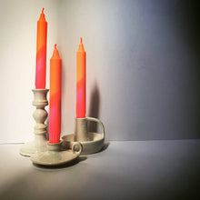 Load image into Gallery viewer, Neon Orange & Pink Dip Dyed Candles
