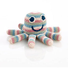 Load image into Gallery viewer, Crochet Baby Toy Octopus rattle - soft stripes