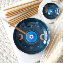 Load image into Gallery viewer, Blue All Seeing Eye Print Incense Holder Plate