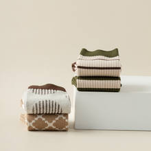 Load image into Gallery viewer, Versatile Retro Green Coffee Cotton Socks - Striped & Smiley