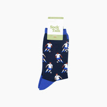Load image into Gallery viewer, Football Players Bamboo Socks in Navy Blue