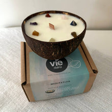 Load image into Gallery viewer, Coconut Shell Candle, Meditation with 7 Chakra Gemstones