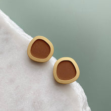 Load image into Gallery viewer, Coloured/Gold Circle Geometric Stud Earrings