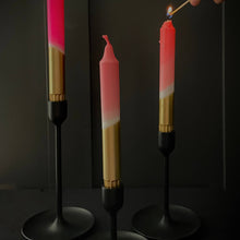 Load image into Gallery viewer, Neon Pinks & Gold Dip Dyed Candles