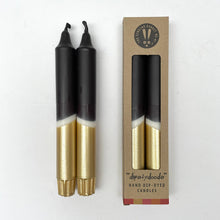 Load image into Gallery viewer, Black & Gold Dip Dyed Candles