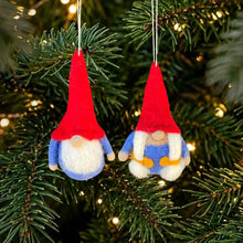 Load image into Gallery viewer, Handcrafted Felt Gnomes Ornaments, Set of 2