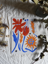 Load image into Gallery viewer, 'Flower Bush' | Floral | Playful | Retro | Risograph Style Print