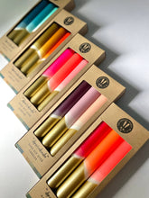 Load image into Gallery viewer, Neon Pinks & Gold Dip Dyed Candles