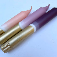 Load image into Gallery viewer, Purple, Pink & Gold Dip Dye Candles