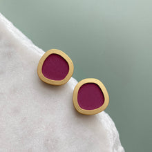 Load image into Gallery viewer, Coloured/Gold Circle Geometric Stud Earrings