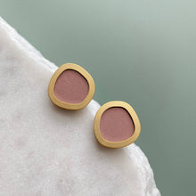 Load image into Gallery viewer, Coloured/Gold Circle Geometric Stud Earrings
