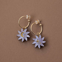 Load image into Gallery viewer, Sleepy Sun Hoops - Lilac Marble & Gold