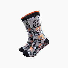 Load image into Gallery viewer, Cat Dad Combed Cotton Novelty Socks in Grey/Black
