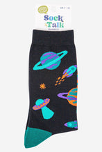 Load image into Gallery viewer, Men's Bamboo Socks - Black , Space Invasion
