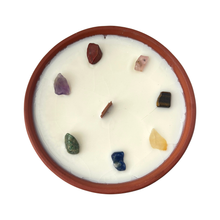 Load image into Gallery viewer, Clay Pot Candle, 12x4cm, Meditation with 7 Chakra Crystals
