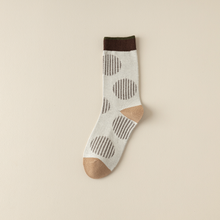 Load image into Gallery viewer, Versatile Retro Green Coffee Cotton Socks - Striped &amp; Smiley
