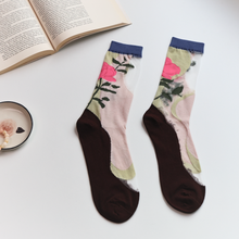 Load image into Gallery viewer, Retro Sheer Socks for Women – Floral &amp; Graphic Design
