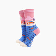 Load image into Gallery viewer, Beach Campervan Bamboo Socks in Pink
