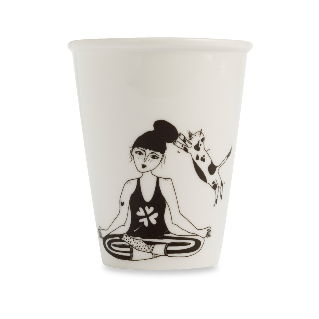 Yogi with Cats Porcelain Cup