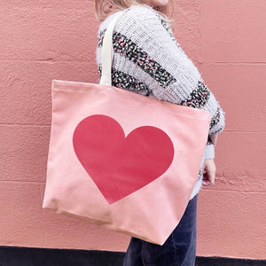 Heart Pink Canvas Tote Bag