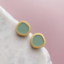 Load image into Gallery viewer, Coloured/Gold Circle Geometric Stud Earrings
