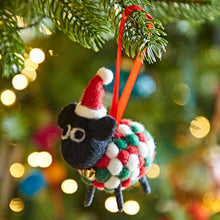 Load image into Gallery viewer, Felt Sheep in Santa Hat Christmas Decoration
