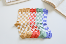 Load image into Gallery viewer, Women's Checkered Cotton Socks - Trendy &amp; Soft Crew Socks
