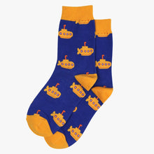 Load image into Gallery viewer, Yellow Submarine Bamboo Socks in Blue
