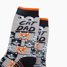 Load image into Gallery viewer, Cat Dad Combed Cotton Novelty Socks in Grey/Black
