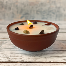 Load image into Gallery viewer, Clay Pot Candle, 12x4cm, Meditation with 7 Chakra Crystals
