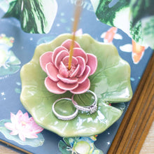 Load image into Gallery viewer, Lily Pad Trinket Dish and Incense Stick Holder
