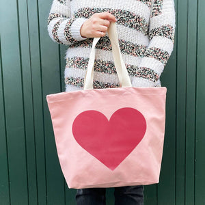 Heart Pink Canvas Tote Bag