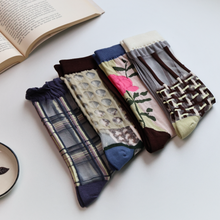 Load image into Gallery viewer, Retro Sheer Socks for Women – Floral &amp; Graphic Design
