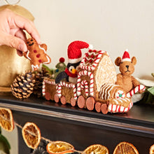 Load image into Gallery viewer, Felt Gingerbread Christmas Train Decoration - Handmade
