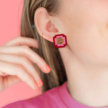 Load image into Gallery viewer, Gem Stud Earrings - Red
