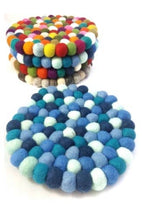 Load image into Gallery viewer, Hand Crafted Round Felt Ball Trivet, Assorted Color Options
