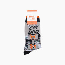 Load image into Gallery viewer, Cat Dad Combed Cotton Novelty Socks in Grey/Black
