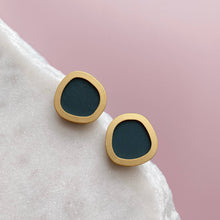 Load image into Gallery viewer, Coloured/Gold Circle Geometric Stud Earrings
