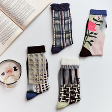 Load image into Gallery viewer, Retro Sheer Socks for Women – Floral &amp; Graphic Design

