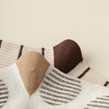 Load image into Gallery viewer, Versatile Retro Green Coffee Cotton Socks - Striped &amp; Smiley
