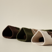 Load image into Gallery viewer, Versatile Retro Green Coffee Cotton Socks - Striped &amp; Smiley
