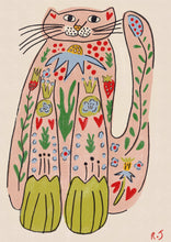 Load image into Gallery viewer, 'Folk Cat' | Colourful | Modern Folk | Playful Print
