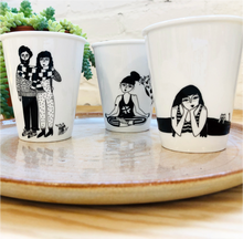Load image into Gallery viewer, Yogi with Cats Porcelain Cup
