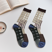 Load image into Gallery viewer, Retro Sheer Socks for Women – Floral &amp; Graphic Design
