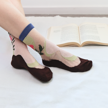 Load image into Gallery viewer, Retro Sheer Socks for Women – Floral &amp; Graphic Design
