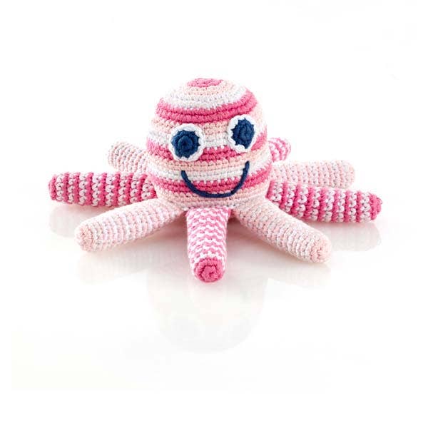 Crochet Baby Toy Octopus rattle - pale pink