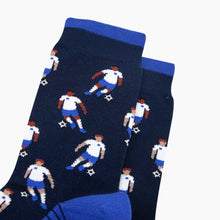 Load image into Gallery viewer, Football Players Bamboo Socks in Navy Blue
