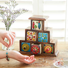 Load image into Gallery viewer, Mango Wood And Ceramic Set Of Drawers - Jewelry Box
