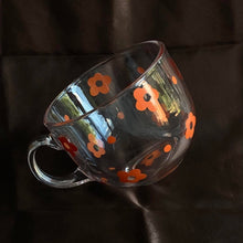 Load image into Gallery viewer, Orange Floral Glass Mug
